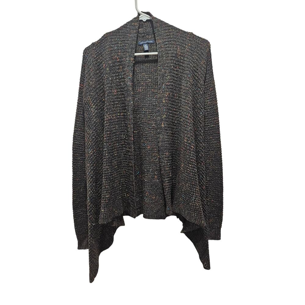 American Eagle Gray Asymmetrical Waterfall Cardigan XS Petite Skinny Sleeves